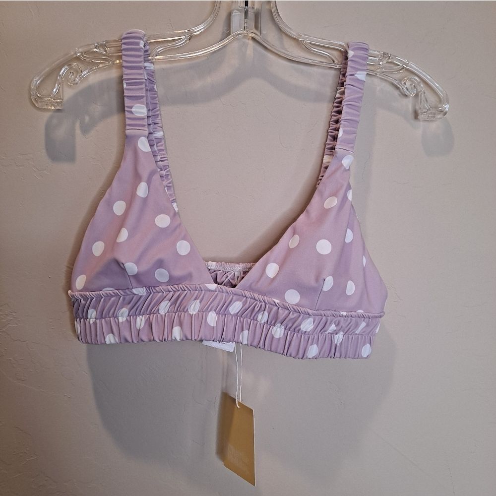 Charlie Holiday Polka Dot Bikini Top XL NWT Lilac